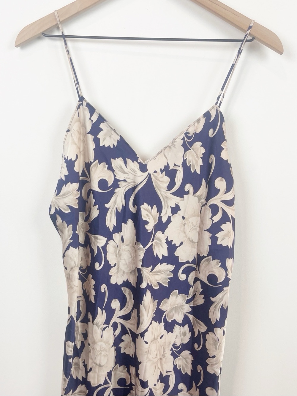 Natoti Vintage Navy and Cream Floral Nightgown Slip Dress - Picture 2 of 7